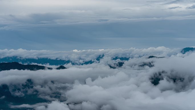 大山云雾翻腾云海空境宣传片转场延时