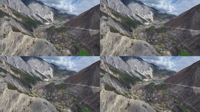 西藏左贡县觉马乡玉曲峡谷乡村自然风光