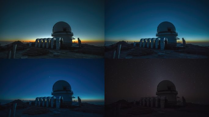 青海湖冷湖天文台日落转星空延时摄影