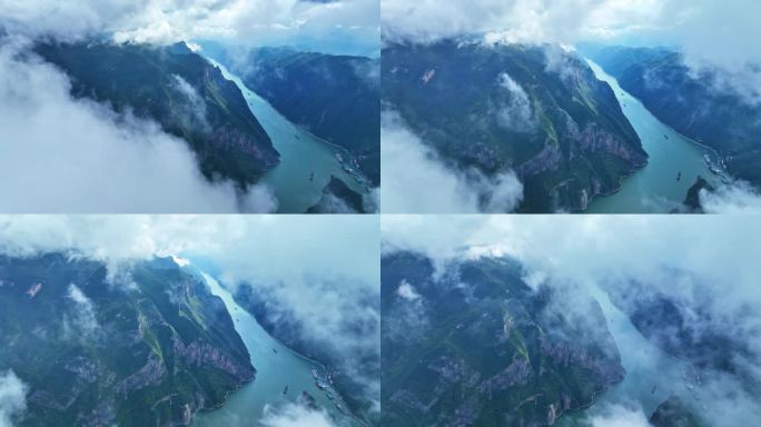 航拍长江三峡巫峡壮丽景色