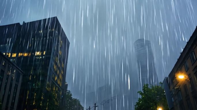 城市雨夜 夜晚下雨大雨