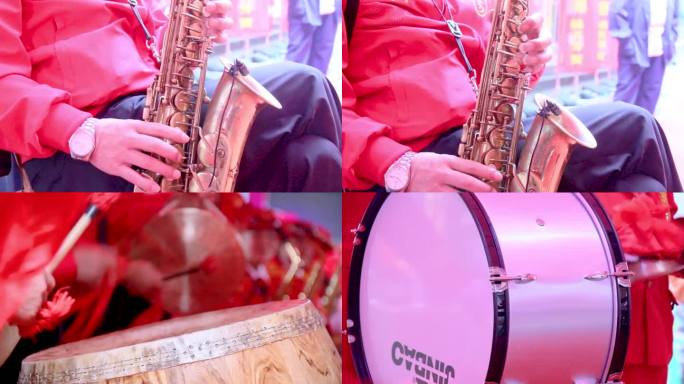 民间敲锣打鼓乐队特写