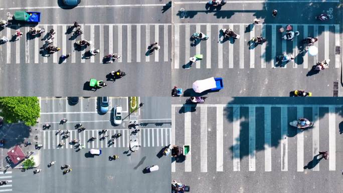 4K  繁华街道人群过马路