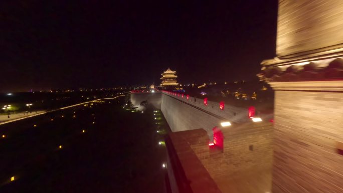 太原古县城夜景穿越机航拍