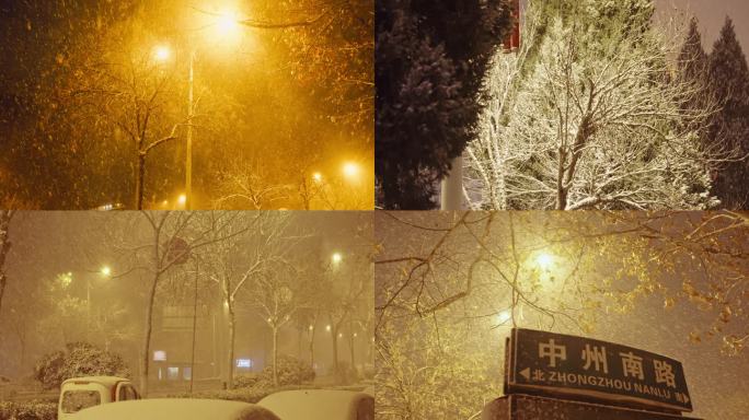 暴雪夜晚大雪纷飞