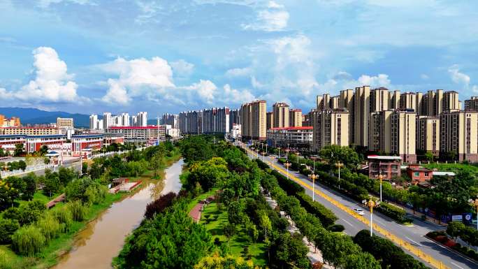 航拍生态住宅小区