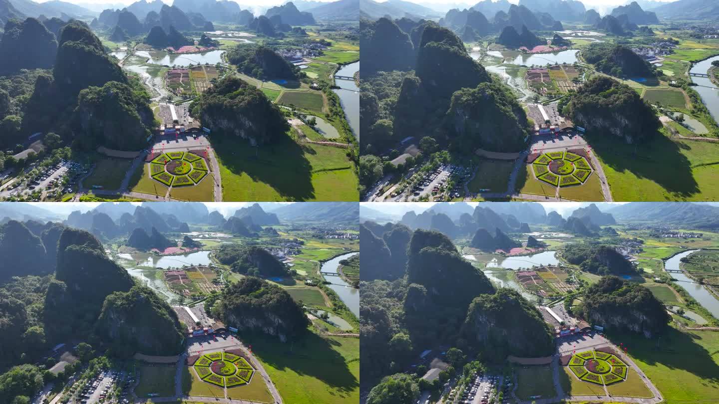 4K航拍清远峰林晓镇30