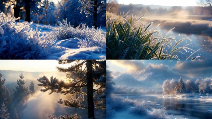 寒冬 二十四节气 霜降 唯美雪景 入冬