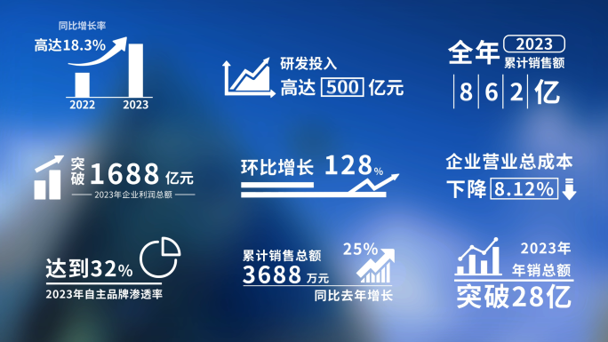 4K简约科技数据可视化图表字幕