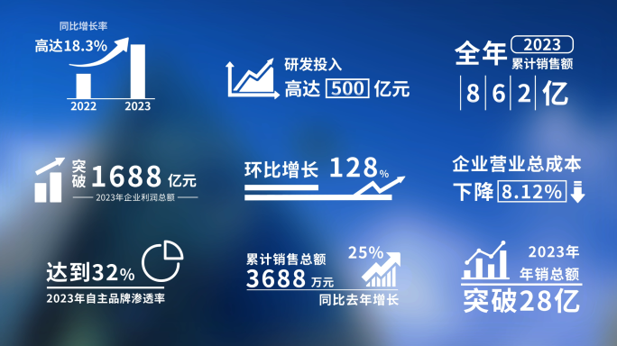 4K简约科技数据可视化图表字幕