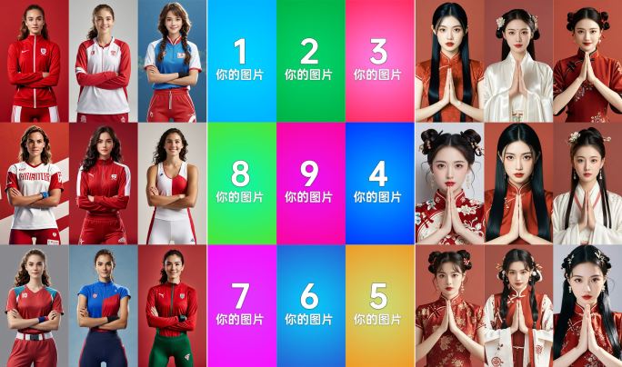 竖屏9宫格分屏模板