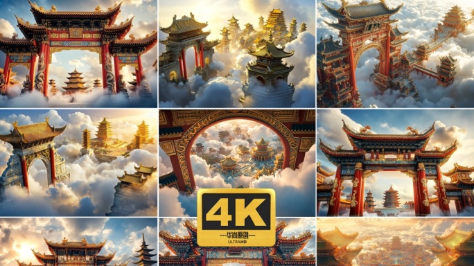 4k绝美天宫仙境云海九重天