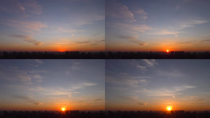 日出东方黎明红太阳缓缓升起的太阳清晨阳光