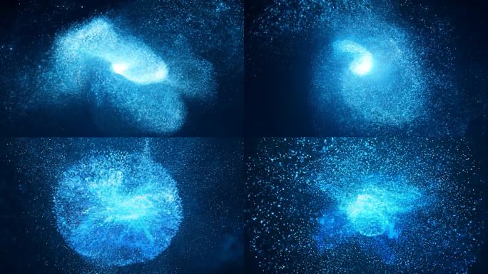 爆炸梦幻蓝色粒子