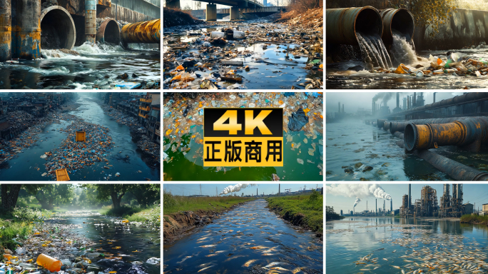 废水污染 污水垃圾死鱼水污染工业排放