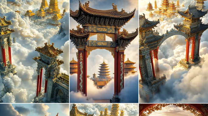 4k竖屏绝美天宫仙境云海九重天