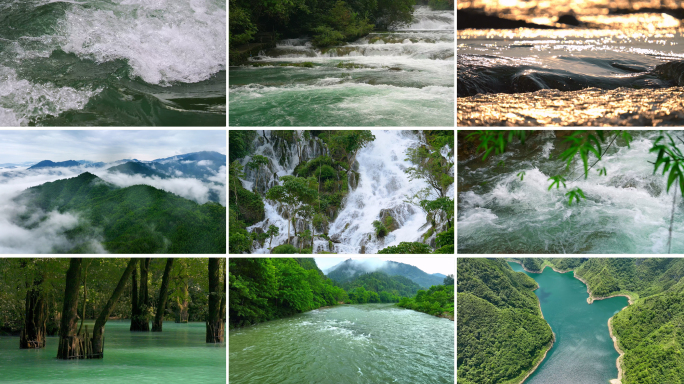 溪水瀑布河流山川自然水流