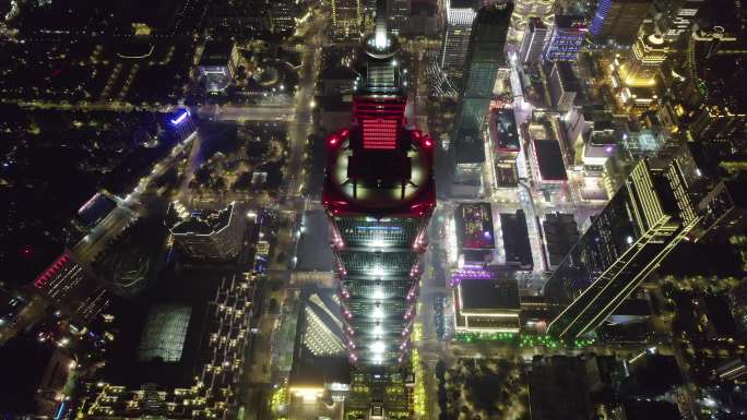 台湾台北101大楼夜景航拍【正版素材】