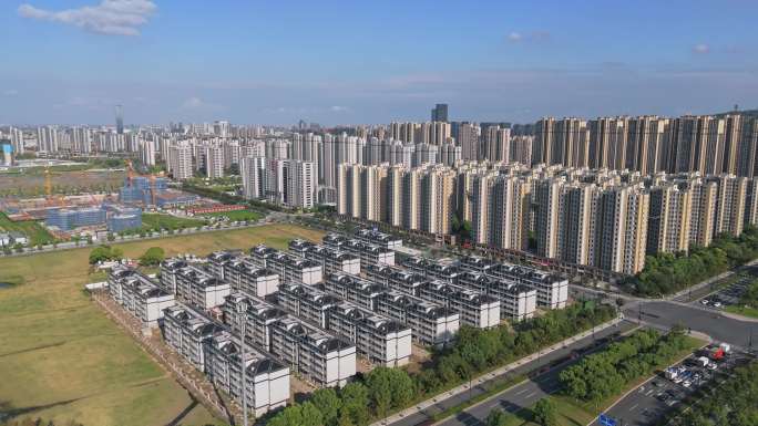 浙江杭州临平城区高楼住宅航拍