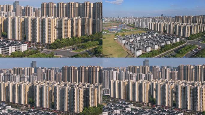 浙江杭州临平城区高楼住宅航拍