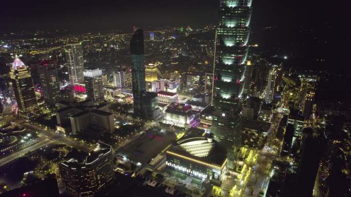 台湾台北101大楼夜景航拍【正版素材】