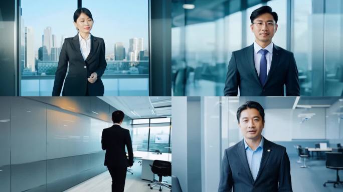 商务洽谈会议合作办公白领签约合同精英人士