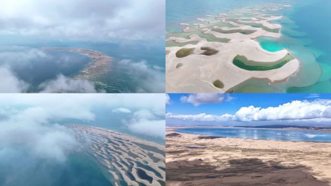 4K画质 青海湖沙岛 沙漠雅丹