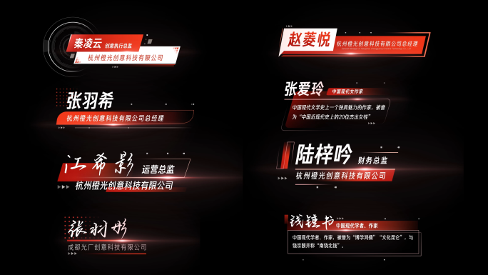 红色科技风人名字幕条