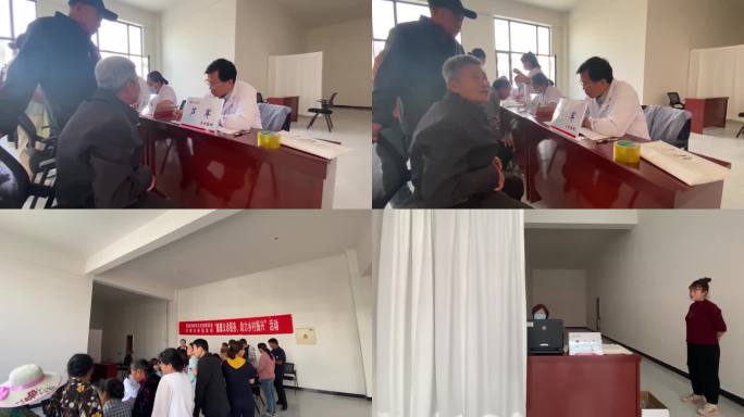 农村医院义诊活动给老人看病