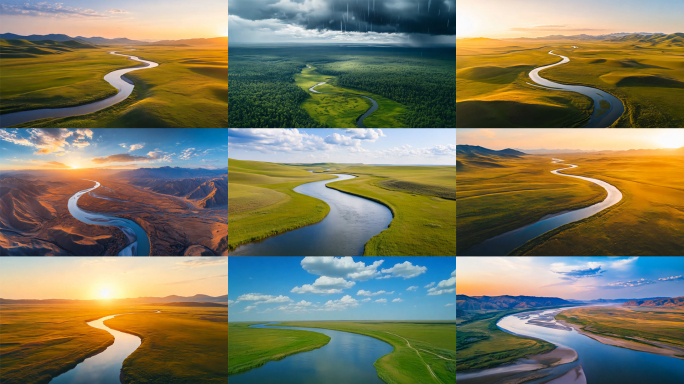 平原草原日出云雾航拍