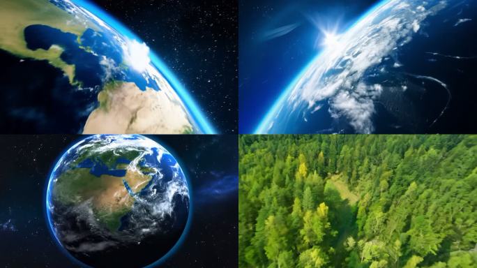 FPV穿越机从太空俯瞰地球穿越到森林