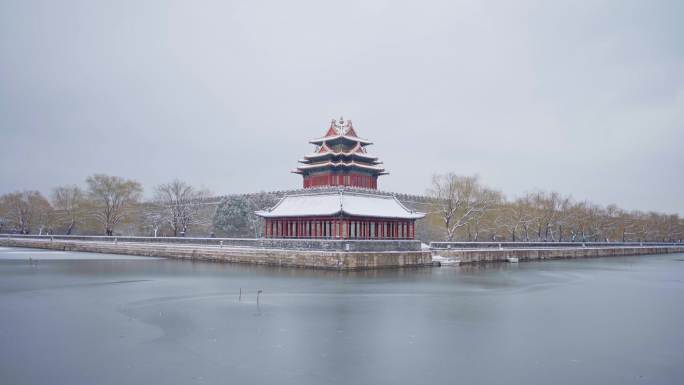 北京下雪地标建筑故宫角楼合集