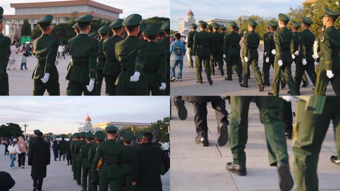 整齐的军人队伍队列鼓舞人心