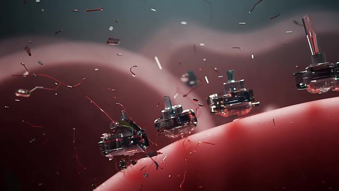 纳米机器人在血管内游走修复破损细胞