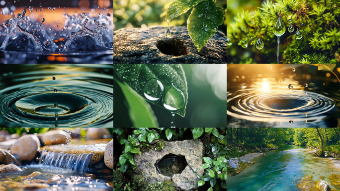 水滴石穿 水滴升格慢动作泉水矿泉水水资源