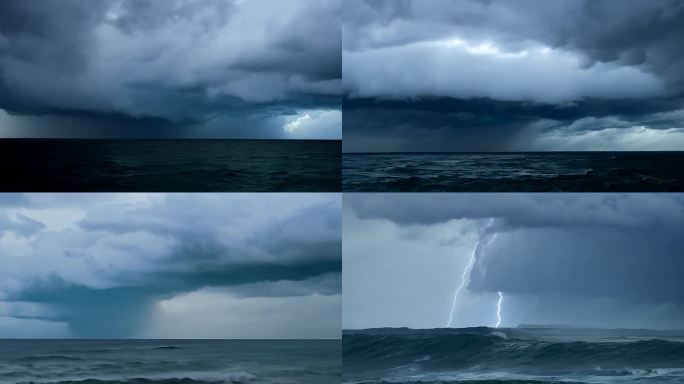 风暴来临前乌云密布的辽阔海面