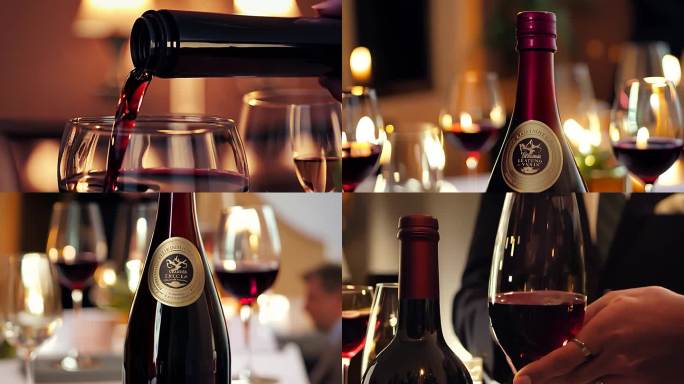 红酒品鉴会上展示的限量版红酒瓶