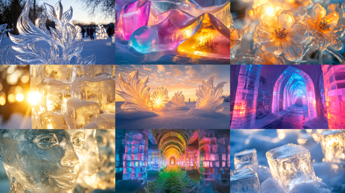 花结冰冰雪大世界冰天雪地哈尔滨的冬天风景