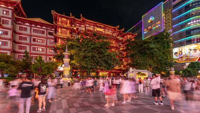 【4K超清】广州大佛寺夜景大范围延时