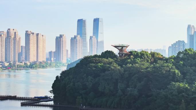 长沙梅溪湖CBD景观塔航拍