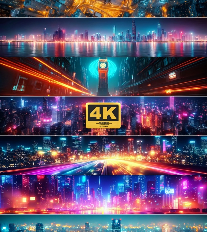 4k宽屏科技感赛博朋克风城市
