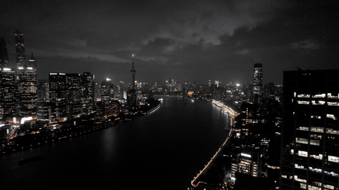 黑金北外滩航拍夜景