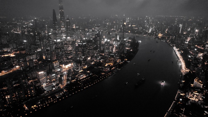 黑金北外滩航拍夜景