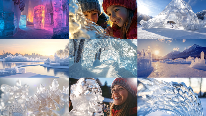 冰雕冰雪大世界冰天雪地哈尔滨的冬天风景