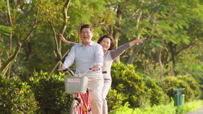 公园老人骑单车