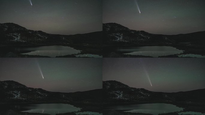 雪山海子上的紫金山阿特拉斯彗星