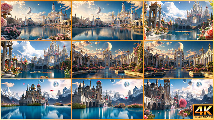 合集 梦幻西式场景 三维城堡花园片头动画