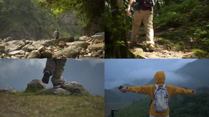 自然山川高山徒步攀登行走跋山涉水追逐梦想