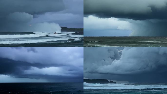 暴风雨来临前海面上乌云笼罩的画面
