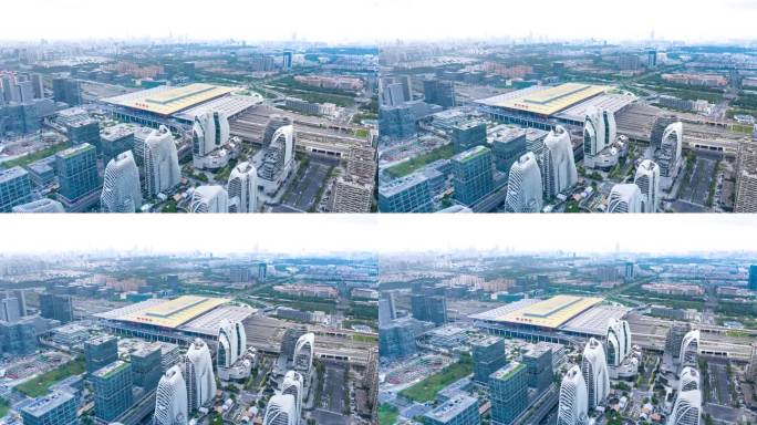 南京南站南广场高铁疾驰全景延时